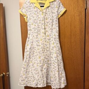 Unique vintage yellow collared unicorn retro dress